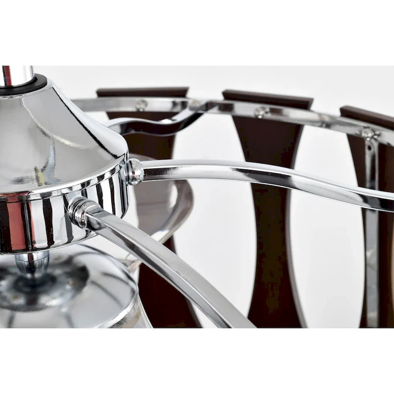 Avani 24-inch Silver and Faux Wood Grain 6 Lights 3 Blades Lighted Ceiling Fan with Remote