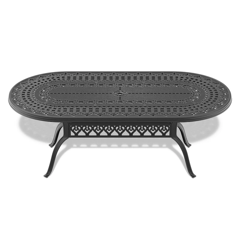 82.87 in. x 42.13 in. Cast Aluminum Patio Dining Oval Table for Balcony, Lawn, Garden, Backyard