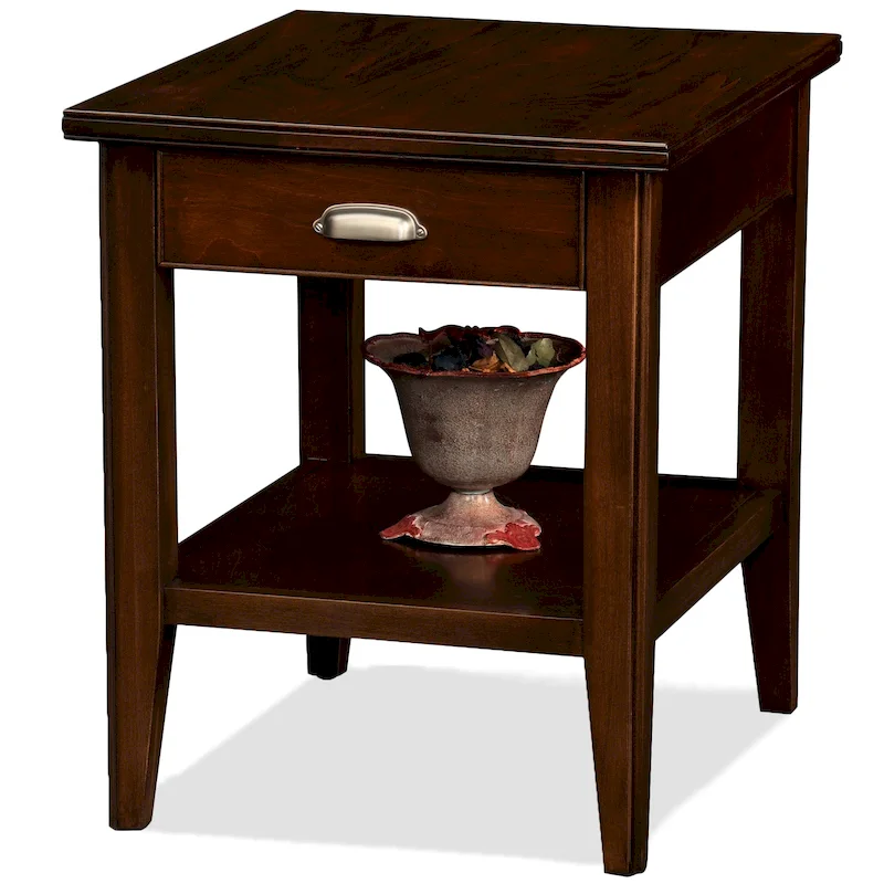 One Drawer End Table with Shelf, Chocolate Cherry