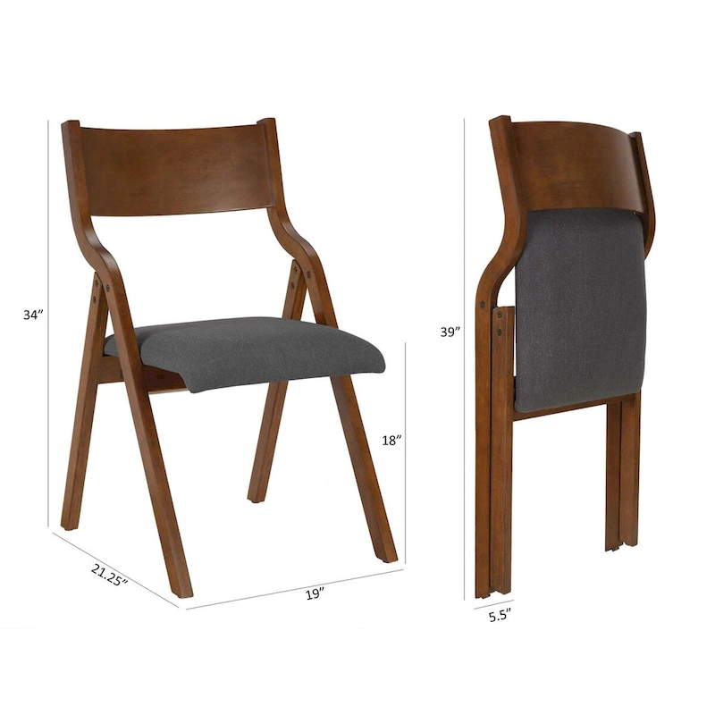Upholstered folding Dining chair set of 2