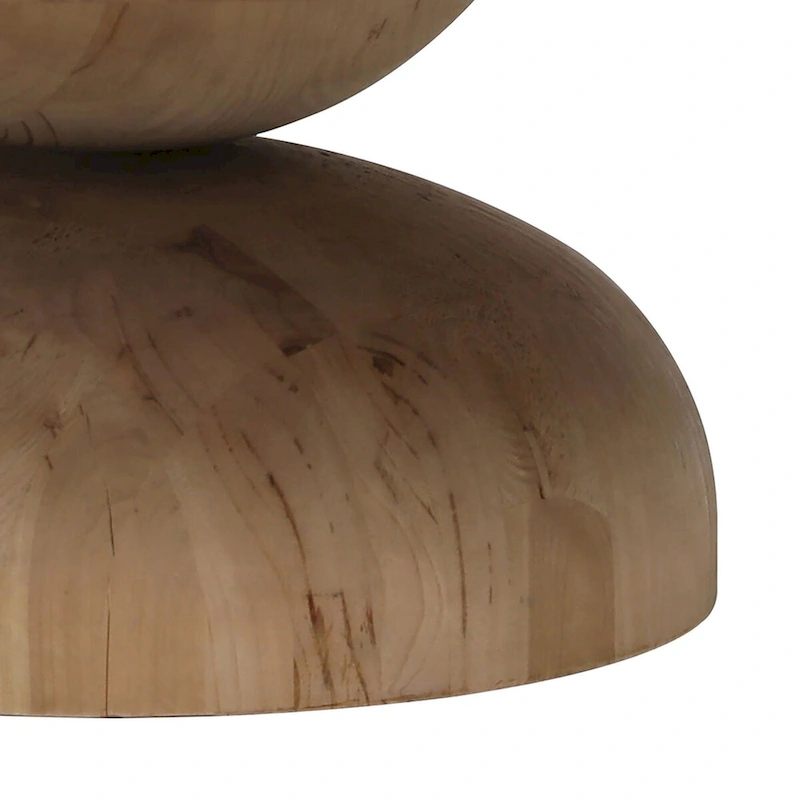 Balak Round Modern Hourglass Coffee Table, Natural Pine