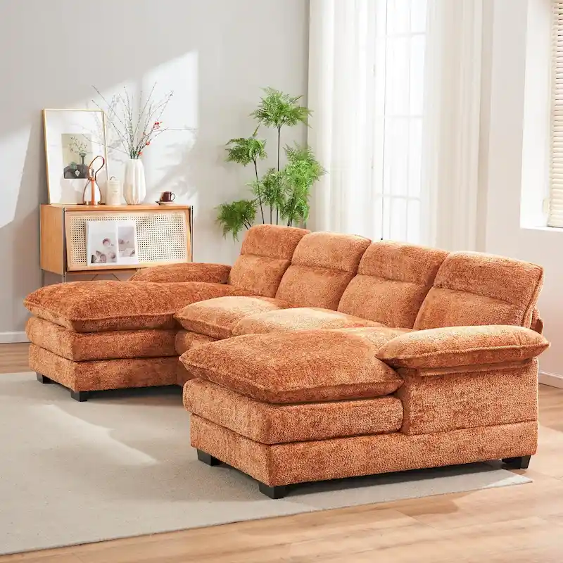 U-Shaped Chenille Sofa