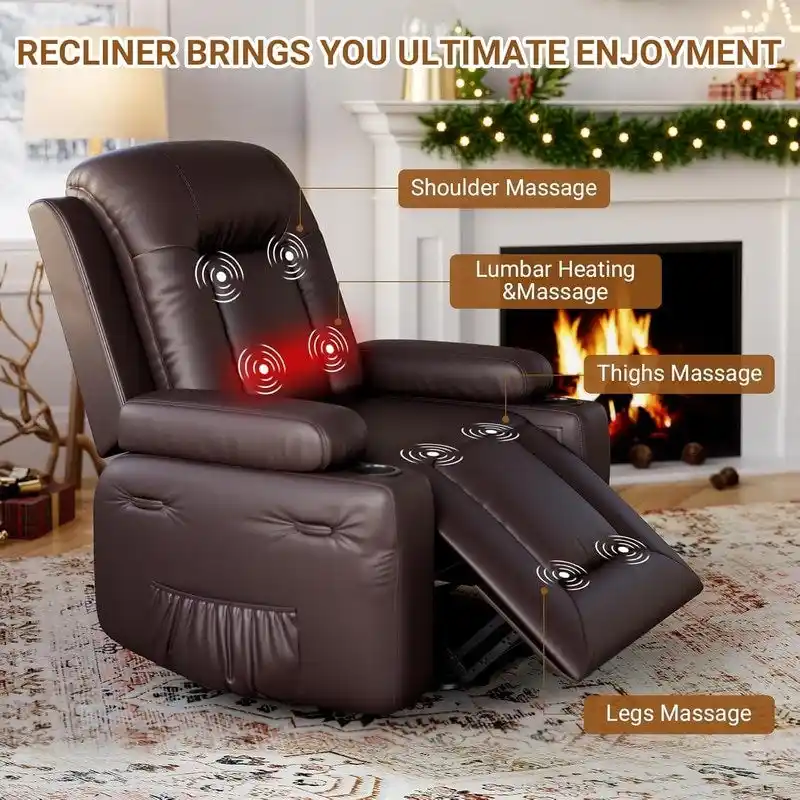 Beige/Grey/Multi Power Lift Recliner Chair with Massage & Heat, 1-Person