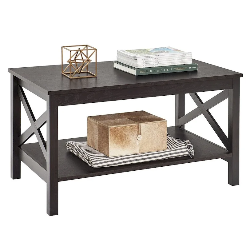 The Gray Barn Xanadu Hill X-frame Two-tier Coffee Table with Shelf