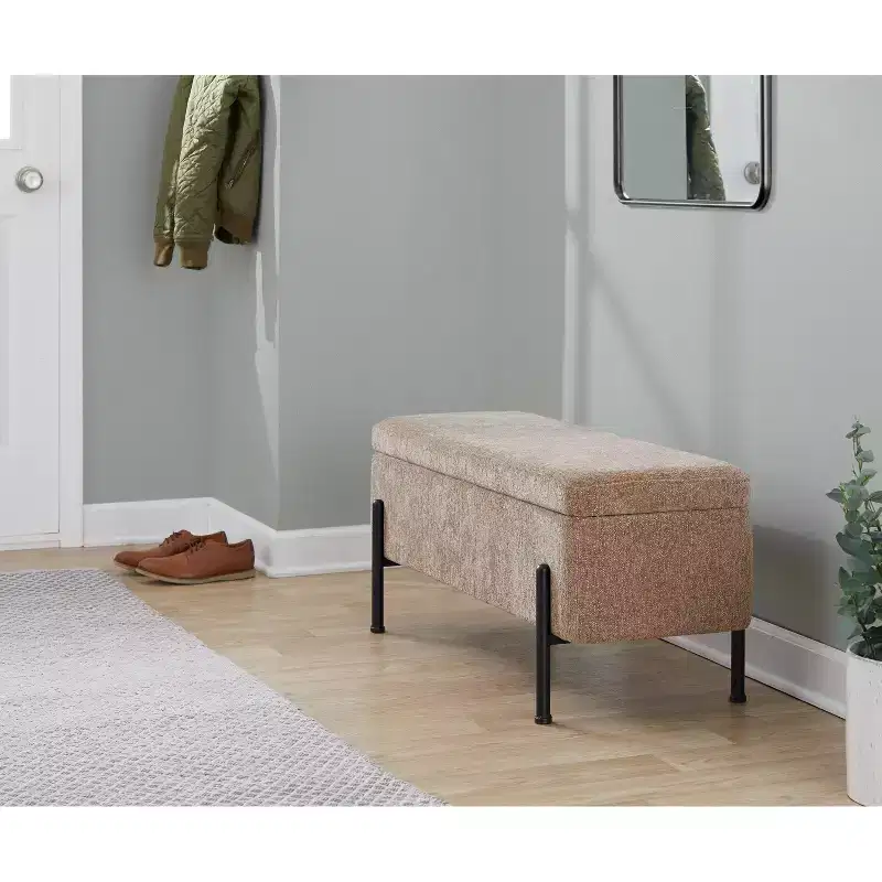 LumiSource Daniella Bench Black Steel/Brown Fabric