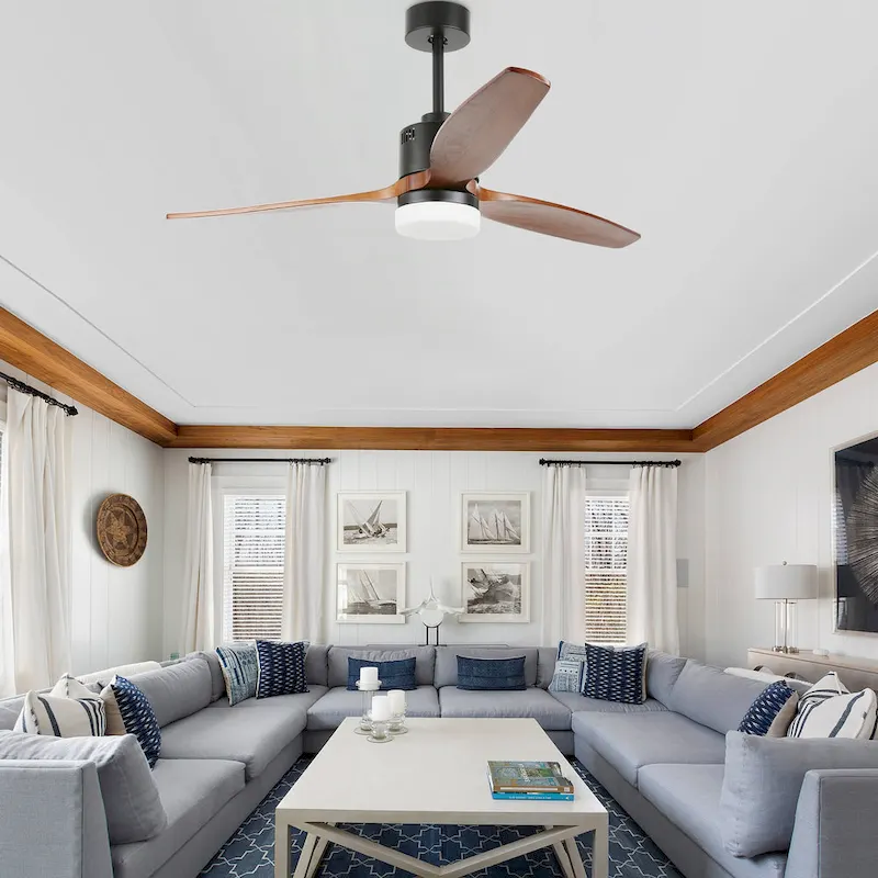 Bella Depot 52  Wood Reversible LED Ceiling Fan with Dimmable Light and Remote Control - 52 inches