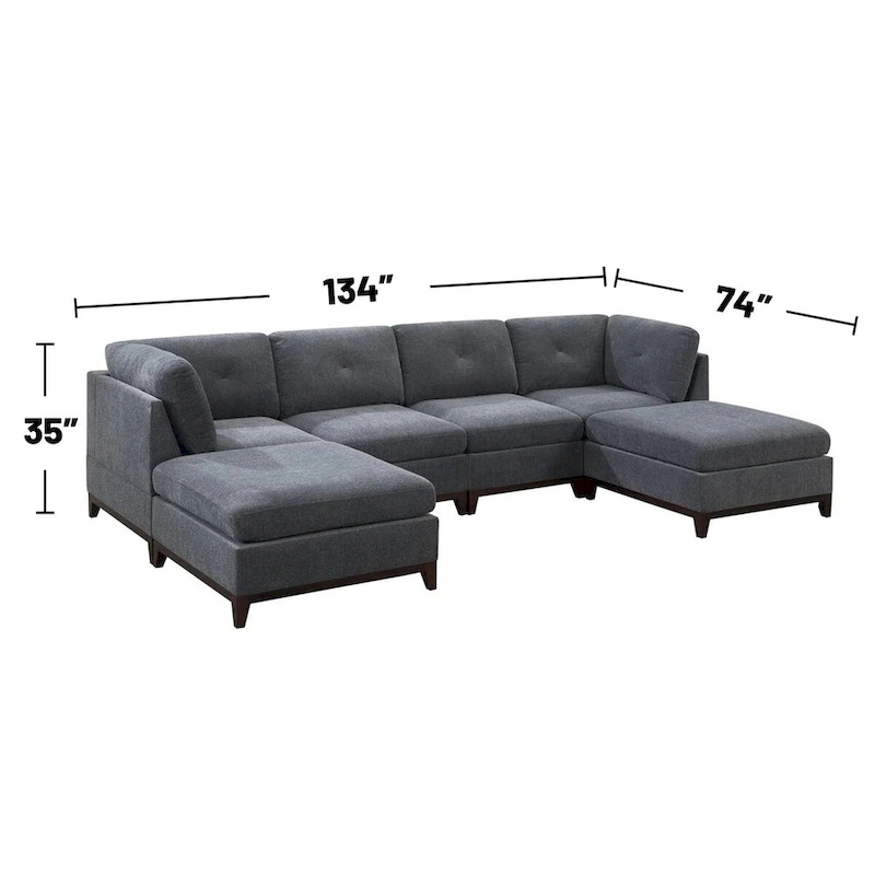 6 Piece Chenille Modular Setional Set