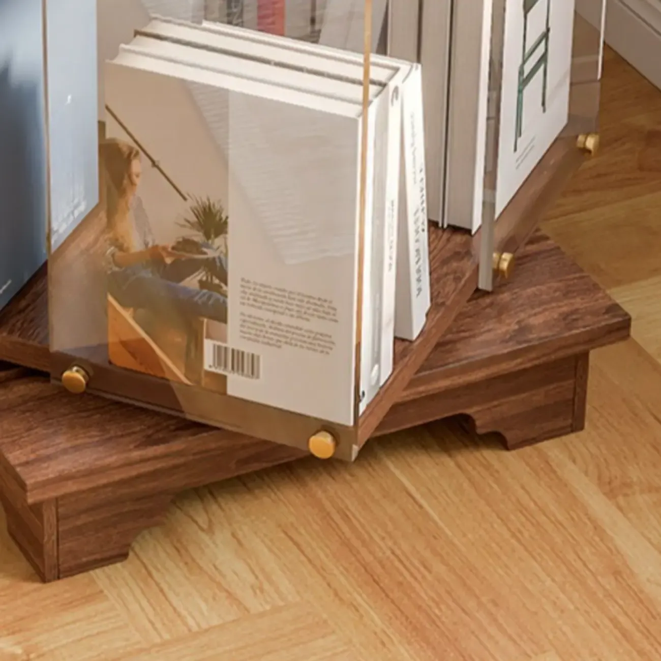 Art Deco Square Timber Shelf Glass Panel Swivel Chest