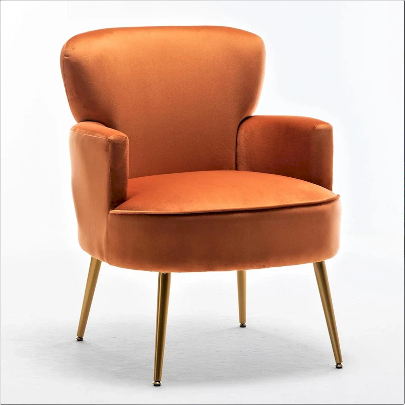 Velvet Accent Chair with Gold Metal Legs