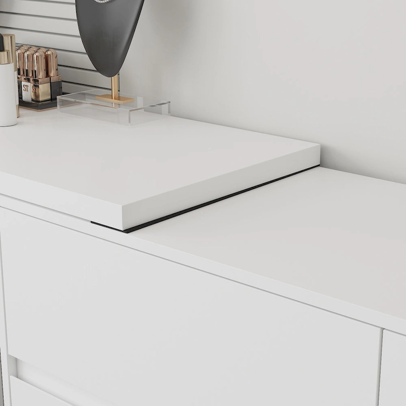 Timechee Home Rotating Dresser and Desk 6 Drawer Dresser Vanity Makeup