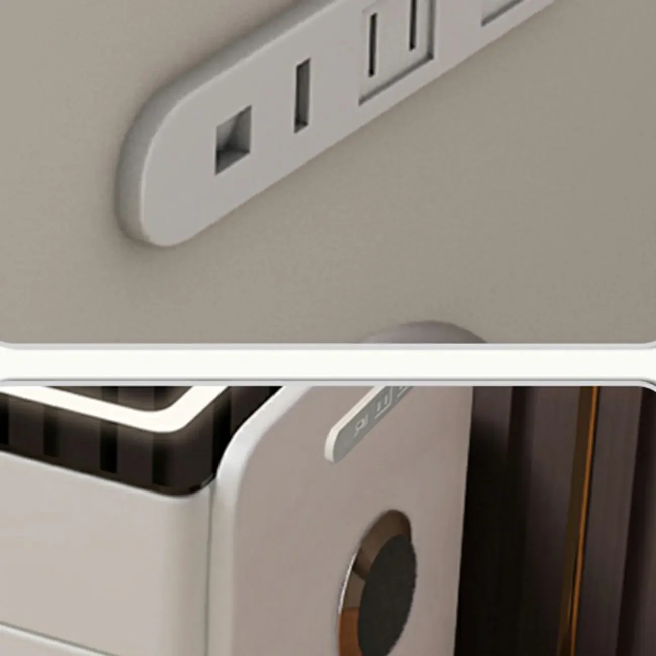 Narrow 3-Drawers Glass Top Wooden Nightstand with Light