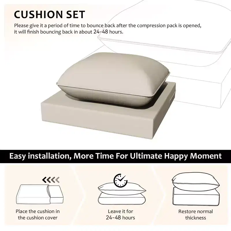 UPTIOT Outdoor Seat & Back Cushion Set, Water-Resistant Olefin Fabric Patio Cushions with Removable Washable Covers