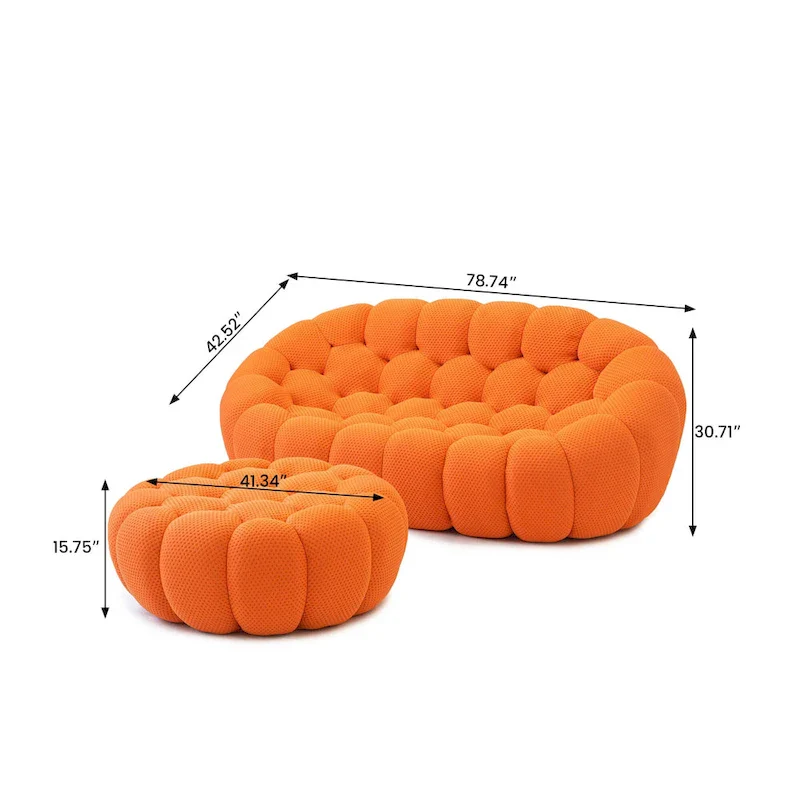 3D Honeycomb Fabric Upholstered Bubble Sofa Modern Loveseat