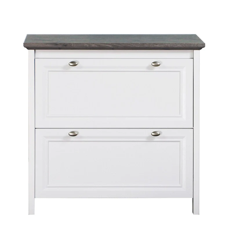 Saint Birch Olivia Grey Oak and White Finish 2 Drawer Lateral Filing Cabinets