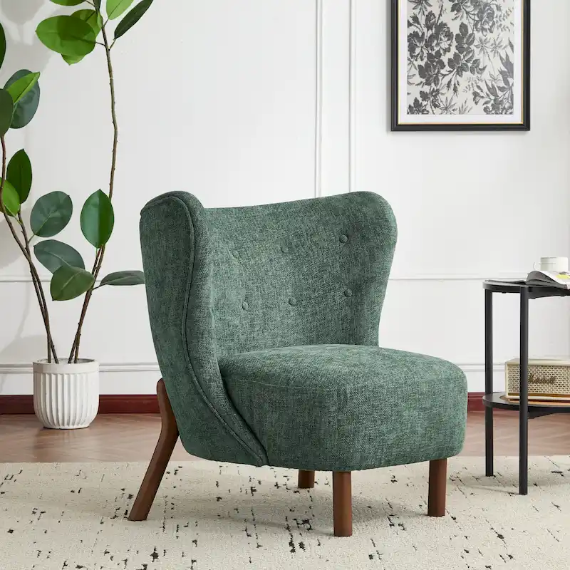Camille Modern Upholstered Armless Accent Chair with Plush Seating and Solid Wood Frame