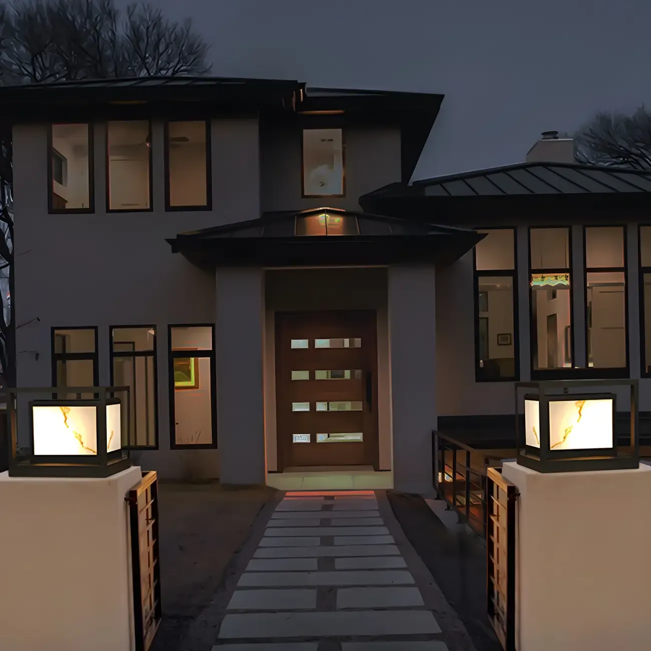 Black Metal Cubic Open Frame Post Cap Light