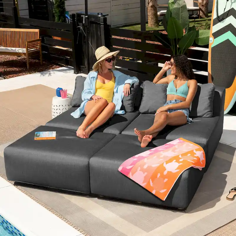 Jaxx Vada Outdoor Sun Lounger Loveseat Luxurious Modular Double Chaise and Conversation Nook - 72