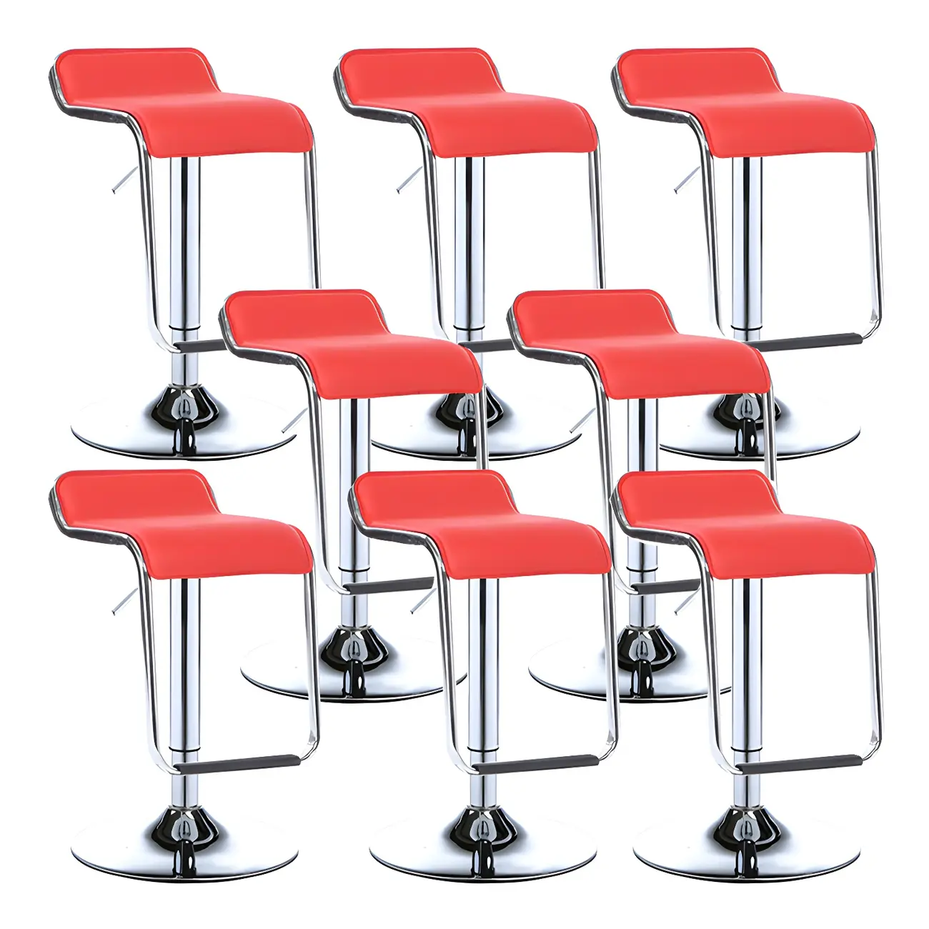 Modern Pedestal Swivel Bar Stool Adjustable Height Low Back Faux Leather