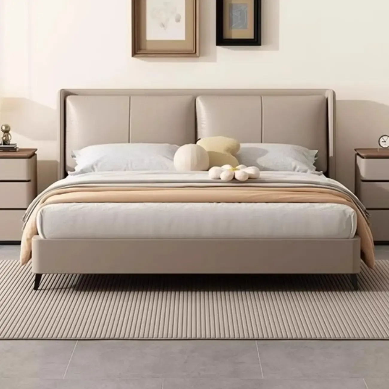 Elegant Modern Wood Three-Drawer Nightstand