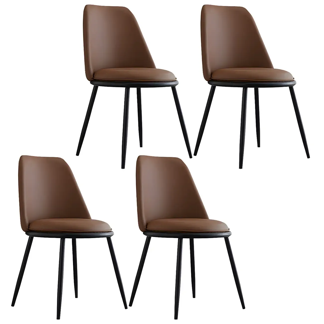 Glam Scandinavian Leather Armless Dining Chairs Metal Frame