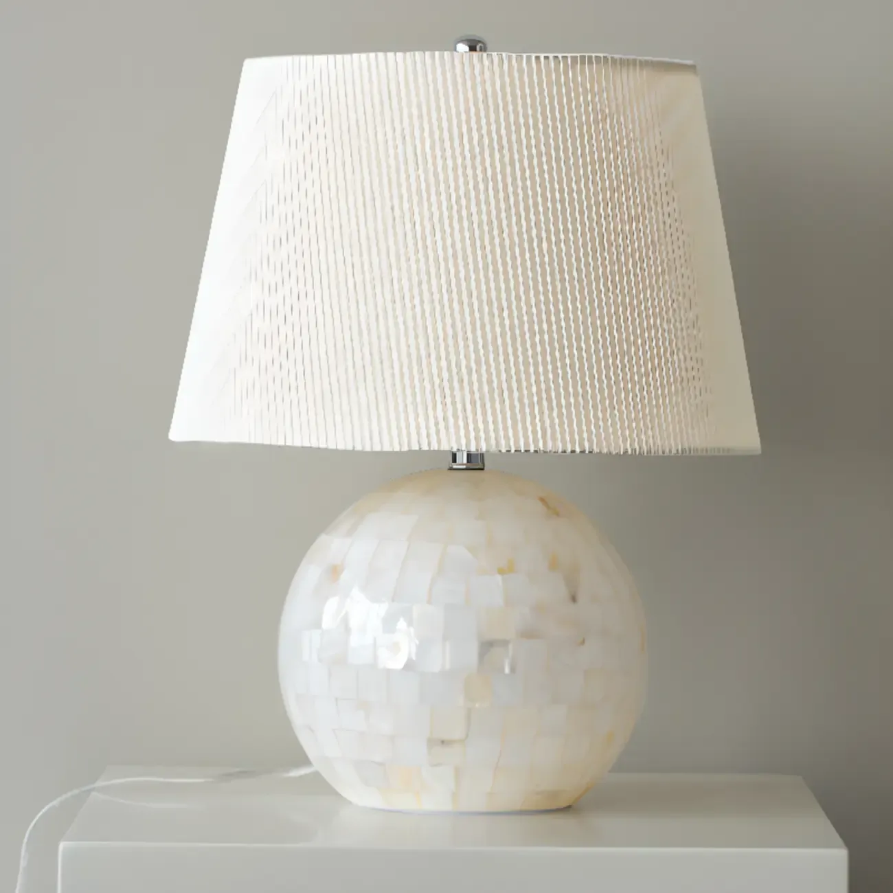 Modern Shell Table Lamp with Geometric Shade, LED