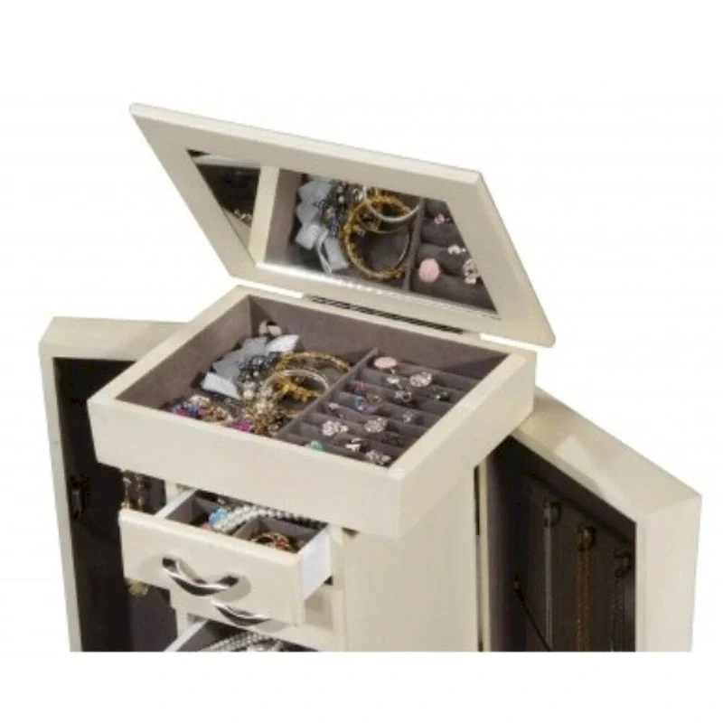 Antique White Jewelry Armoire Cabinet Organizer