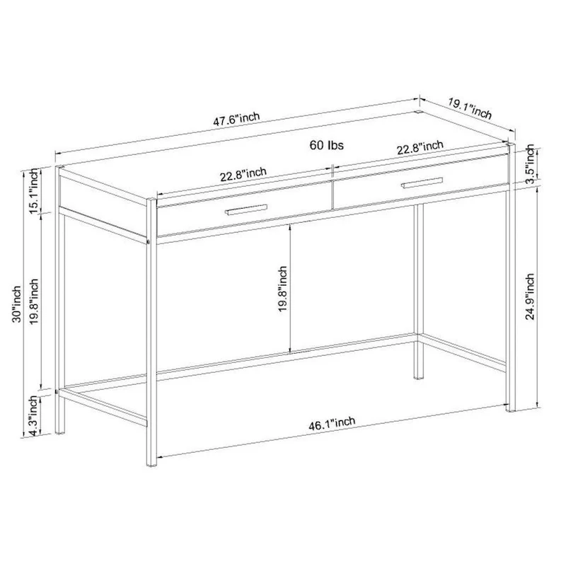 2-Drawer Writing Desk with Laminate Finish