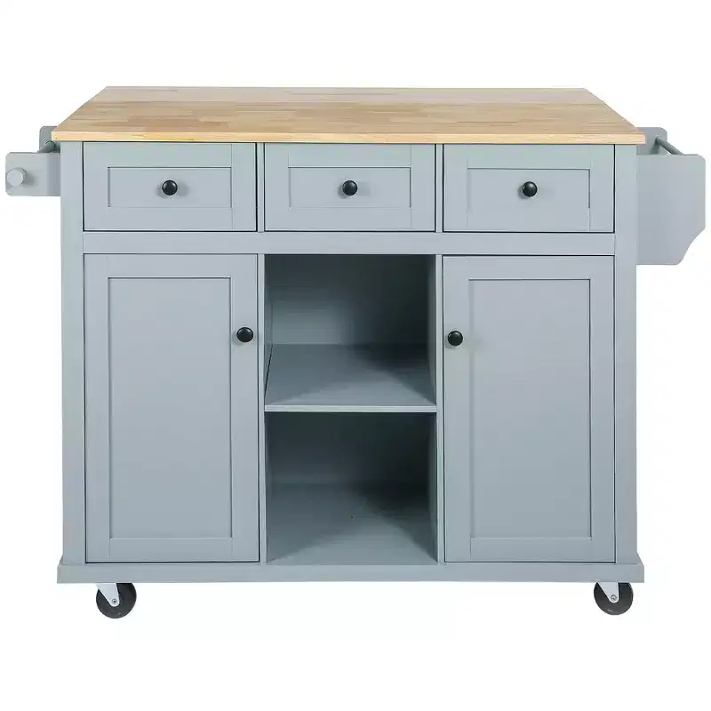 Whisen Modern Kitchen Island with Spice Rack and Towel Holder