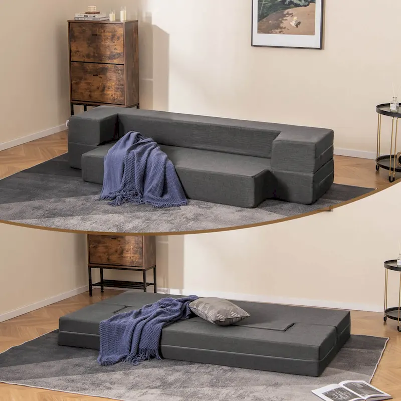 Costway 8-Inch Folding Sofa Bed with High-density Foam & Washable