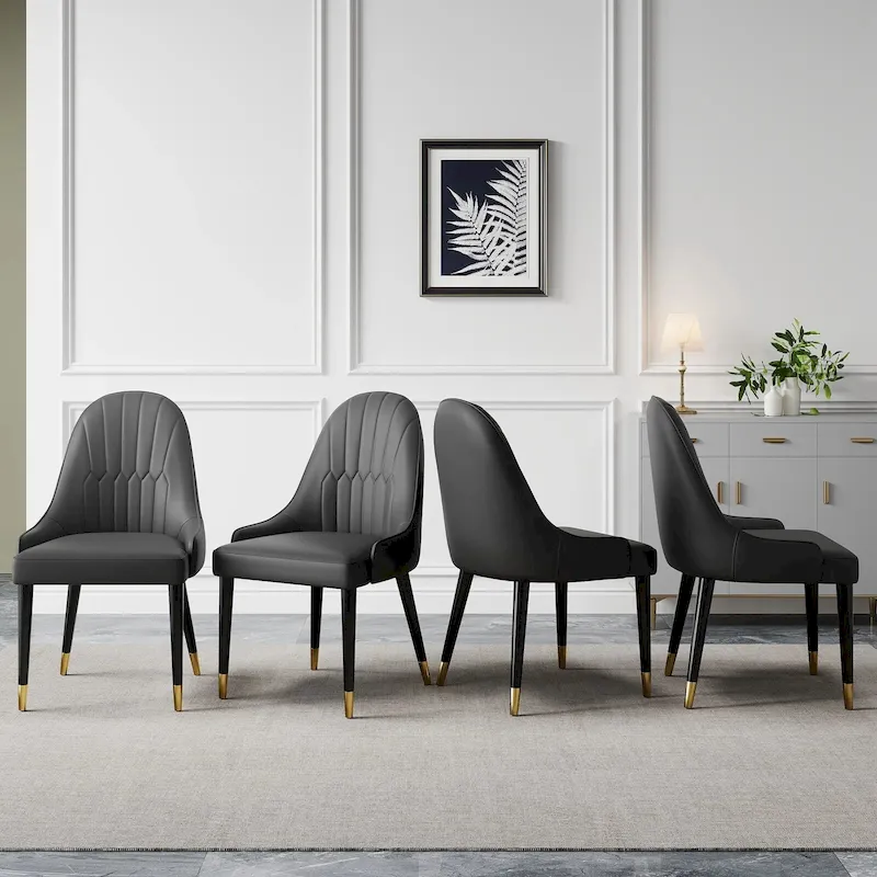 Dining Chair Modern Accent Chairs Faux Leather Side Chairs (Set of 4)