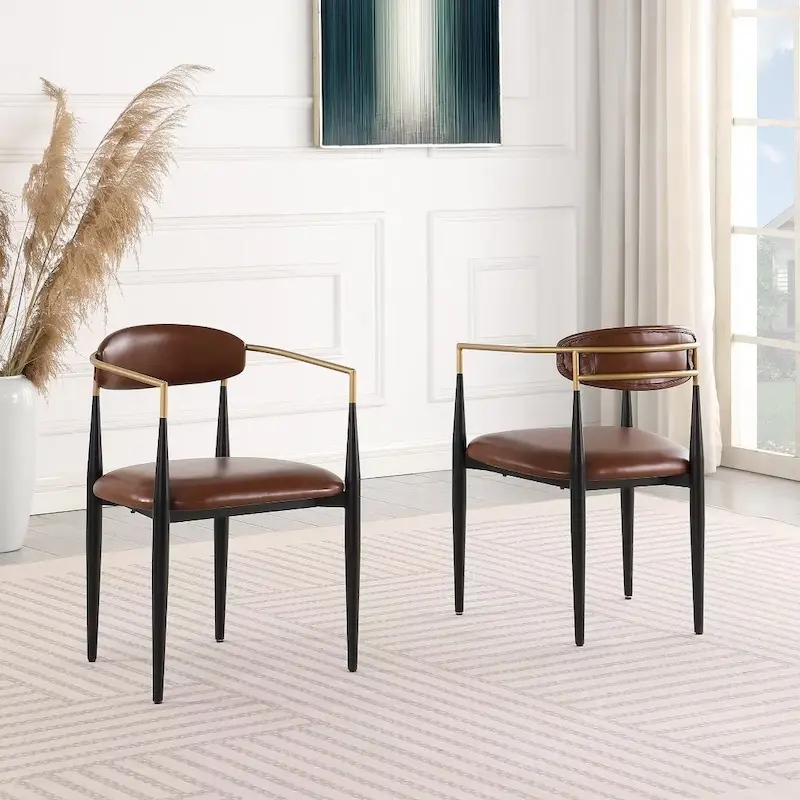 Boucle Upholstered Dining Chair with Metal Frame