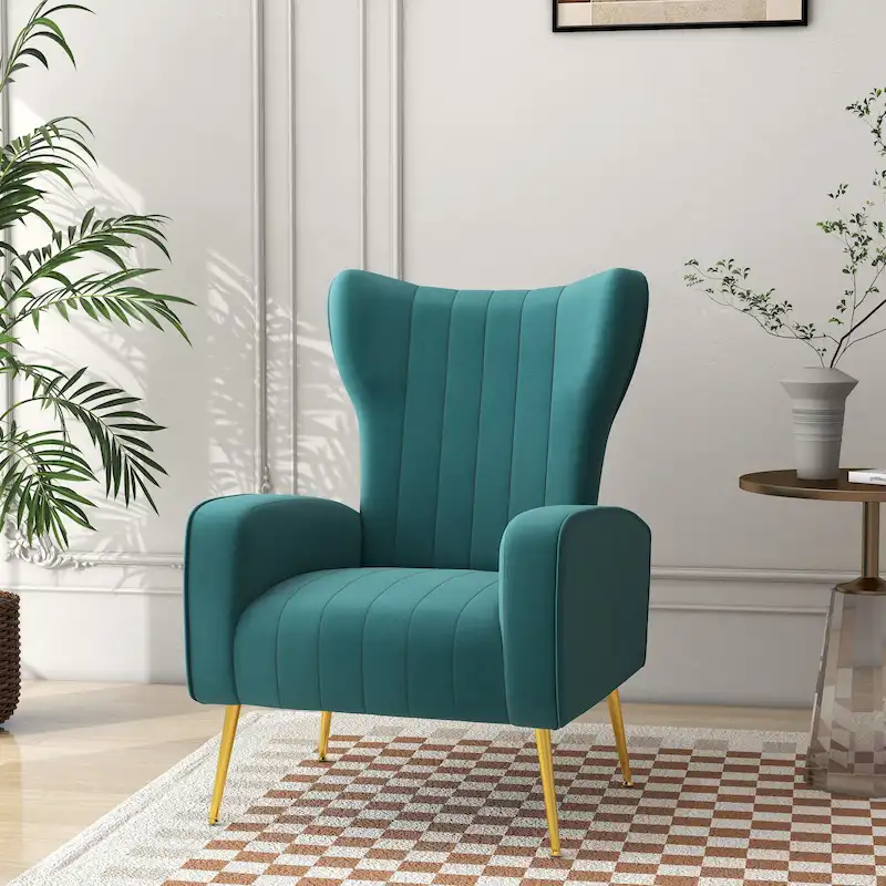 Upholstered Wingback Accent Chair - 26.4 W x 37.8 H x 32.6 D