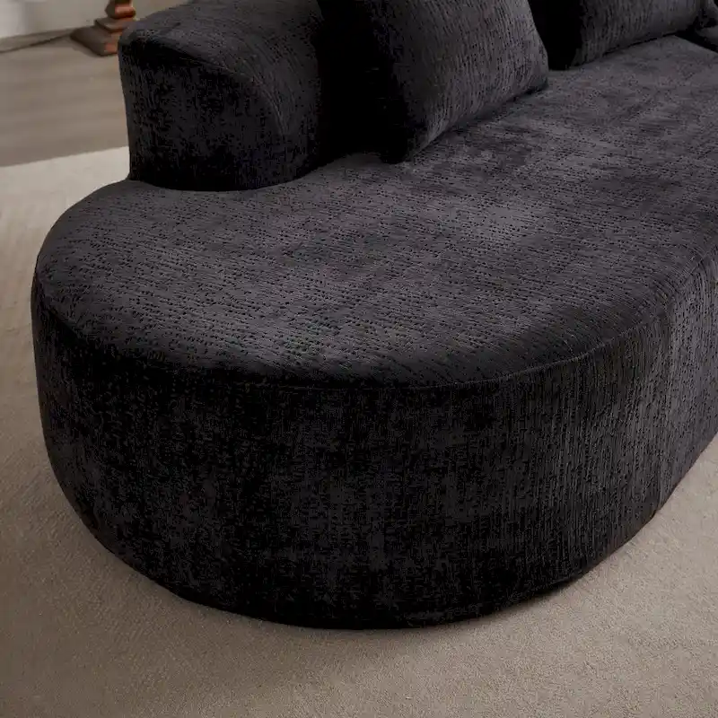 114 Chenille Deep-Seat Sectional Sofa with 4 Pillows