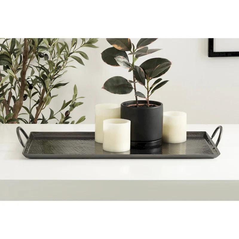 Kate and Laurel Sanzo Hammered Rectangle Metal Tray