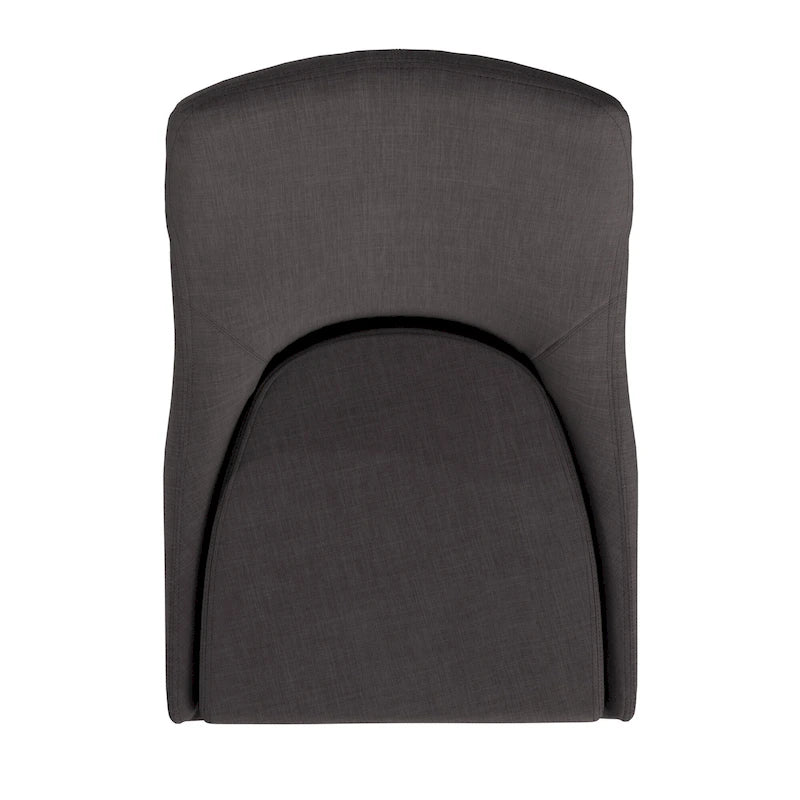 Mid-Century Barrel-Back Linen Dining Chairs with Tapered Legs – Dark Grey / Grey / White