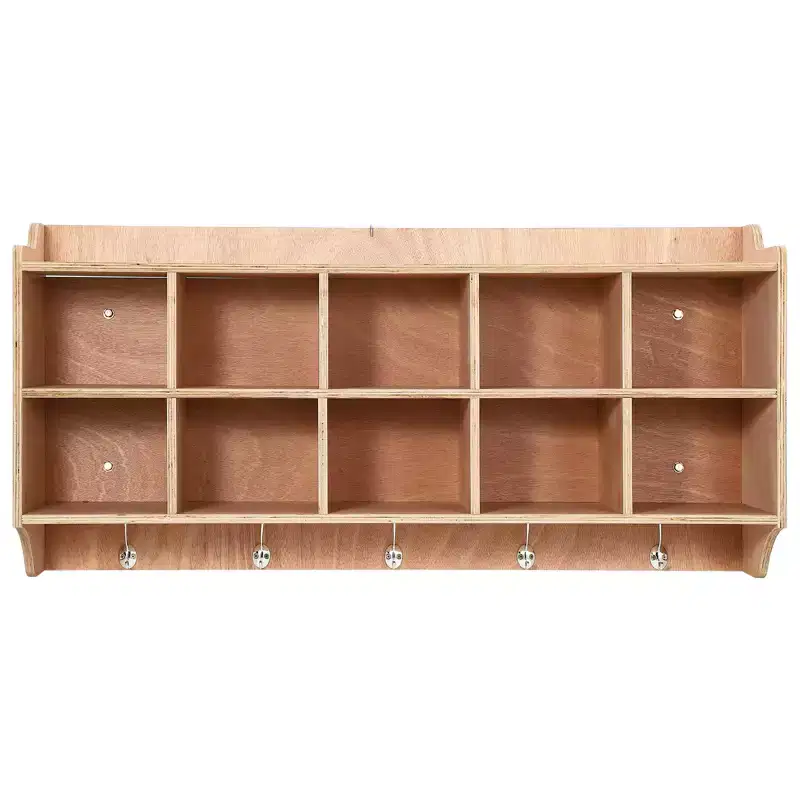 5-Section Classroom Coat Locker, 15 Cubbies with Anti-tip Anchors, Daycare Cubby with 4 Casters, 5 Hooks, 2 Boxes, for Home School Kindergarten