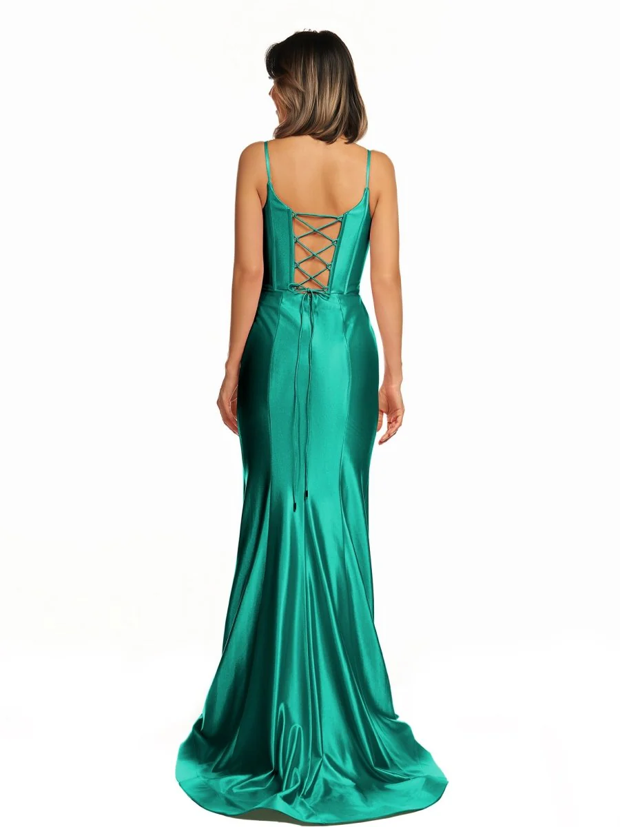 Hot Pink Satin Simple Mermaid Prom Dress