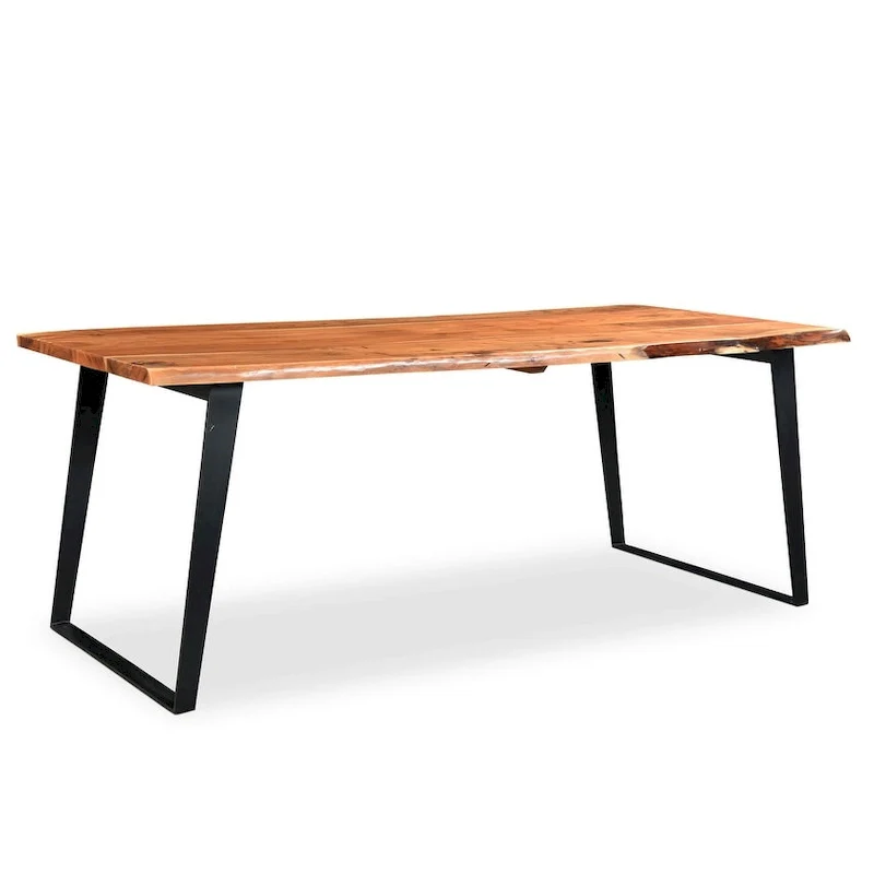 Solid Wood Live Edge Dining Table – Acacia, Stainless Steel Legs