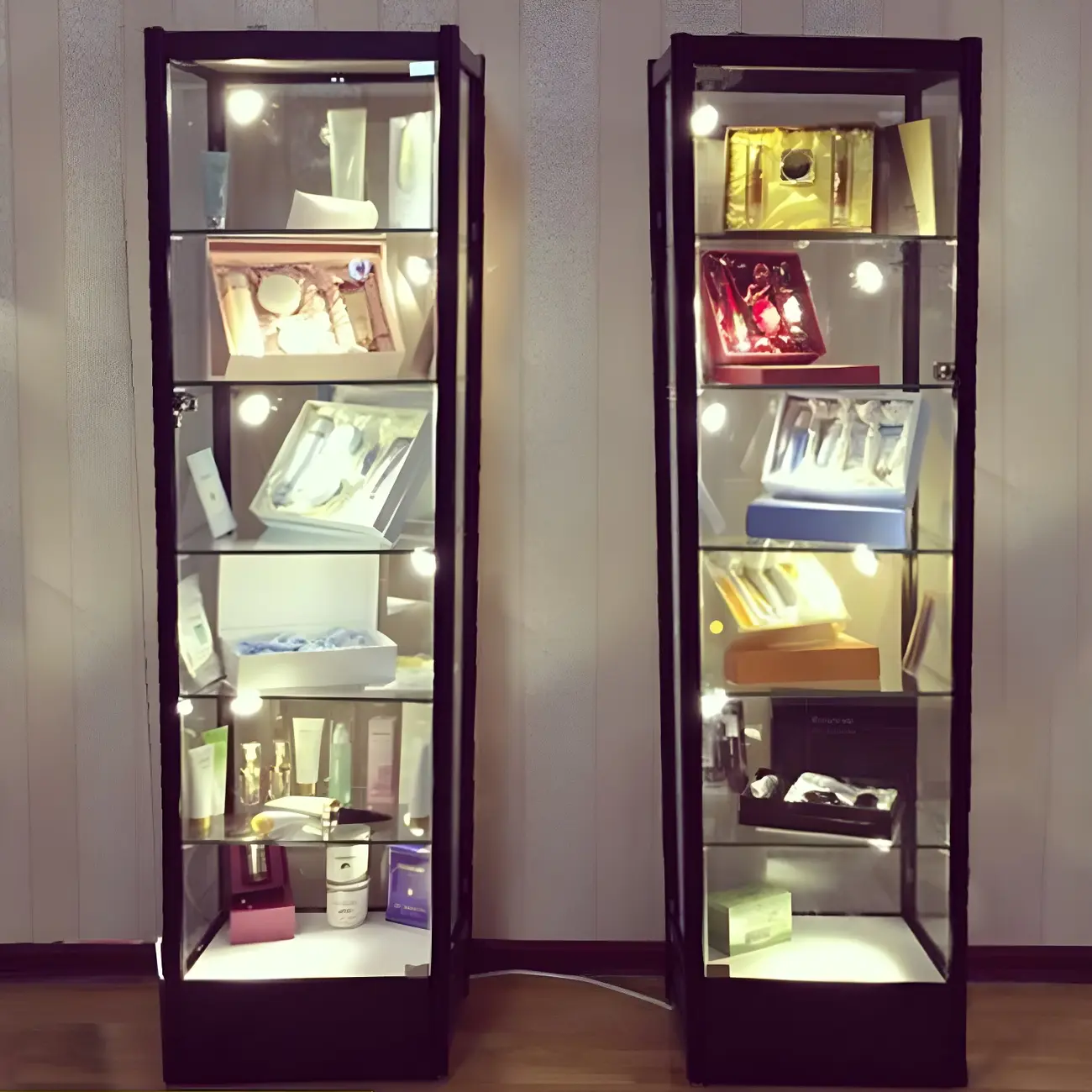 Rectangular Black Clear Glass Metal Frame Curio Cabinet