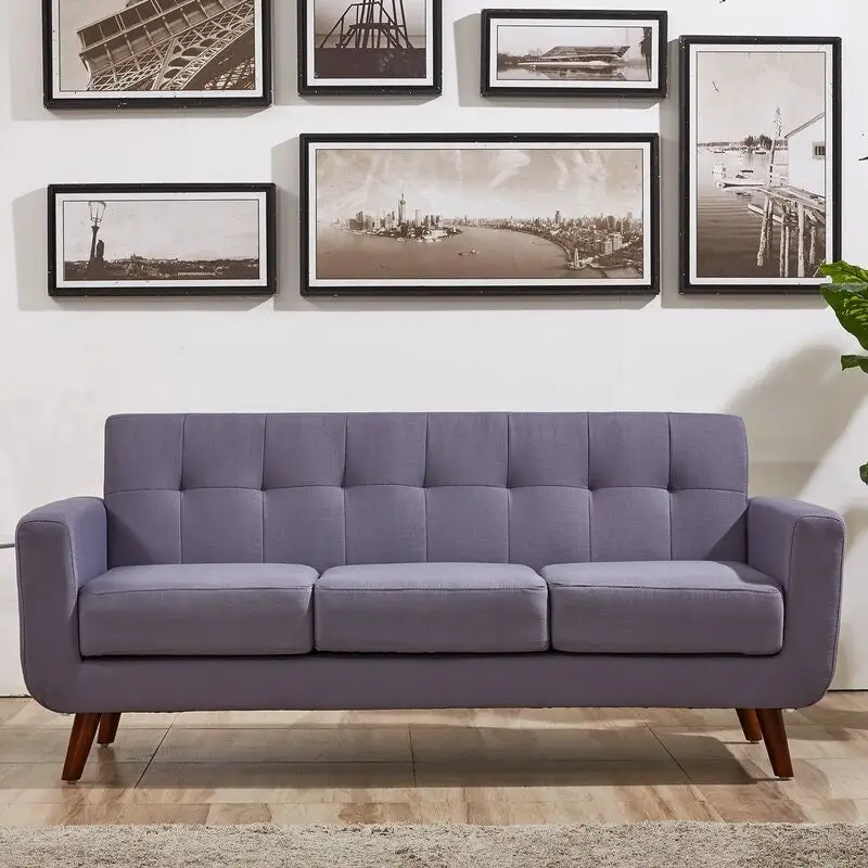 Grace Rainbeau Linen Upholstered Tufted Mid-century Sofa