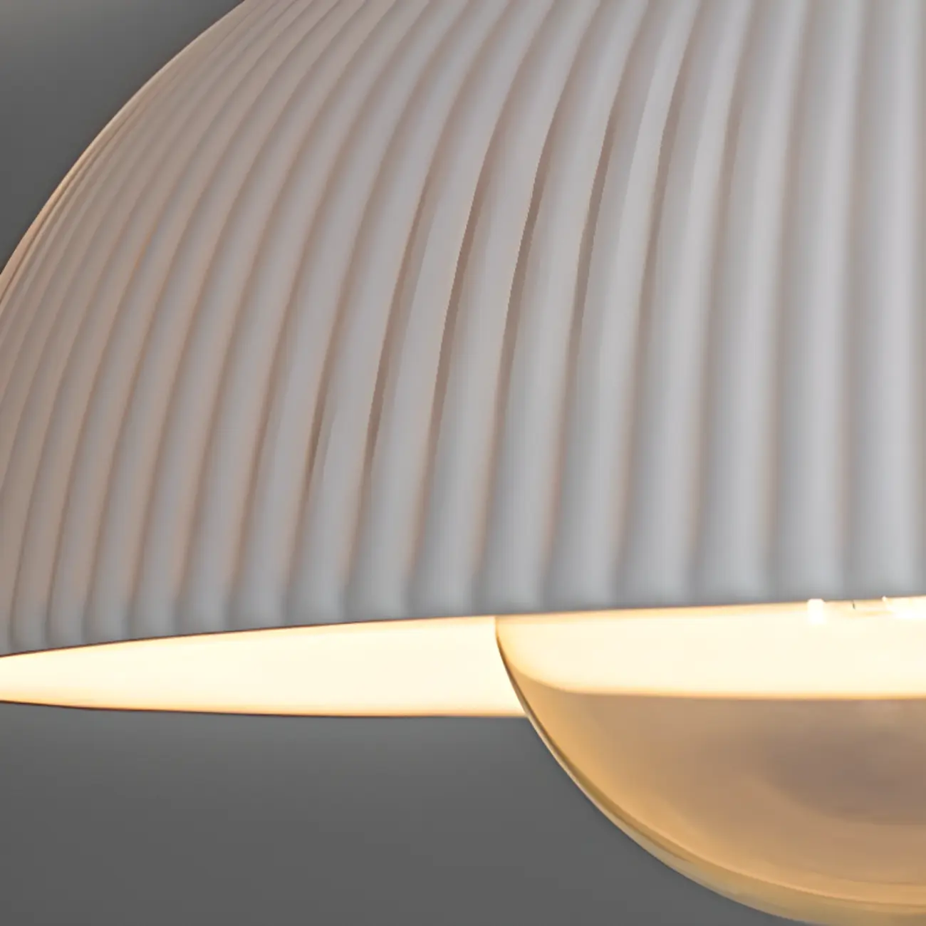 Modern Gold Metal Ribbed White Ceramic Pendant Light