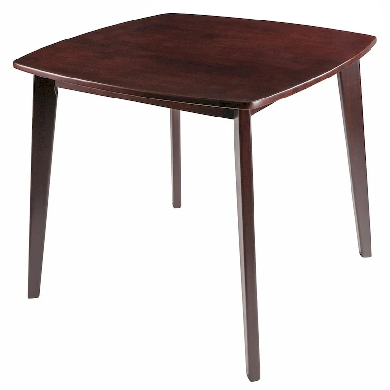 Round Solid Wood Dining Table, Walnut, Curved Profile with Tapered Legs - 34x34x29 Inches