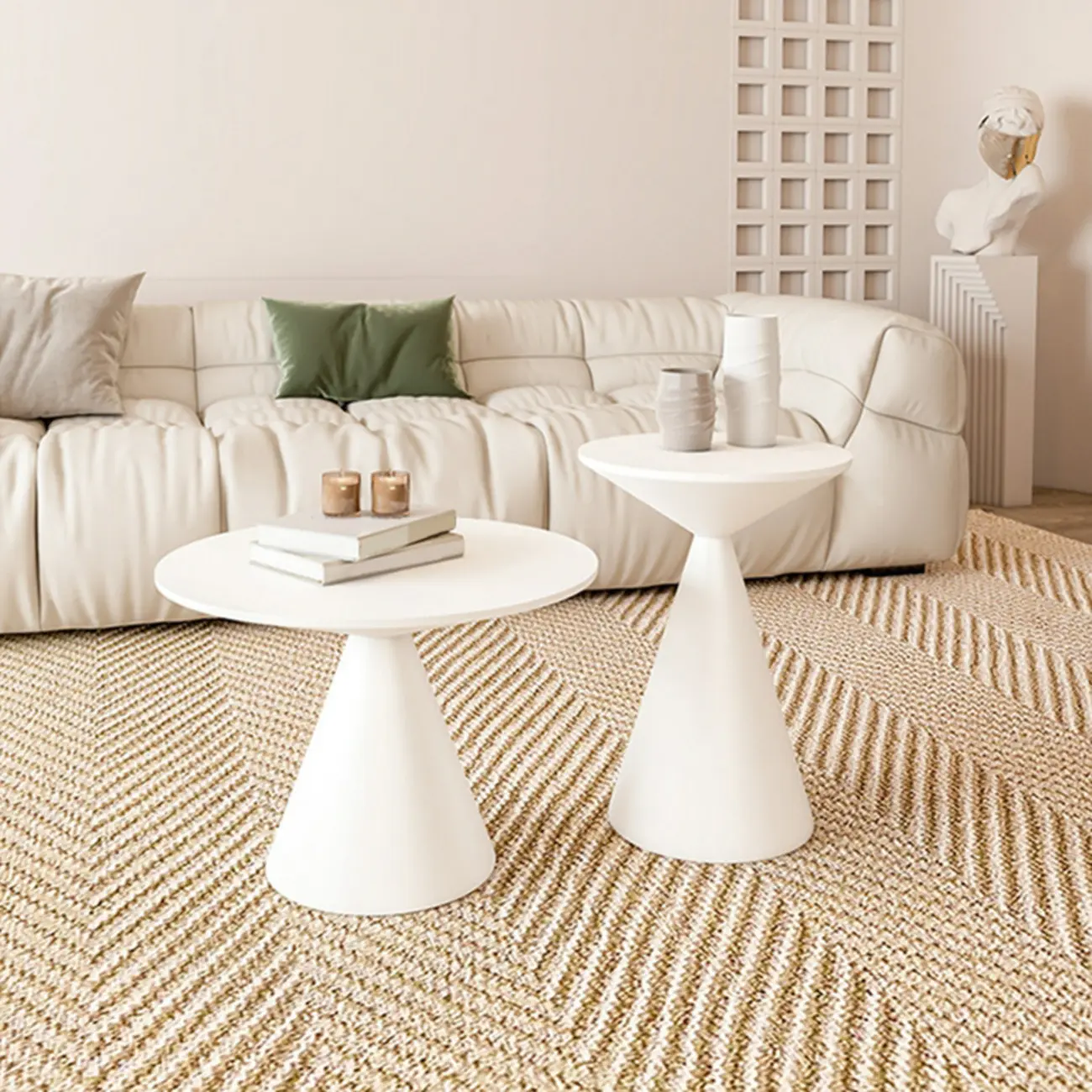 Modern Wood Coffee Table White Marble Base