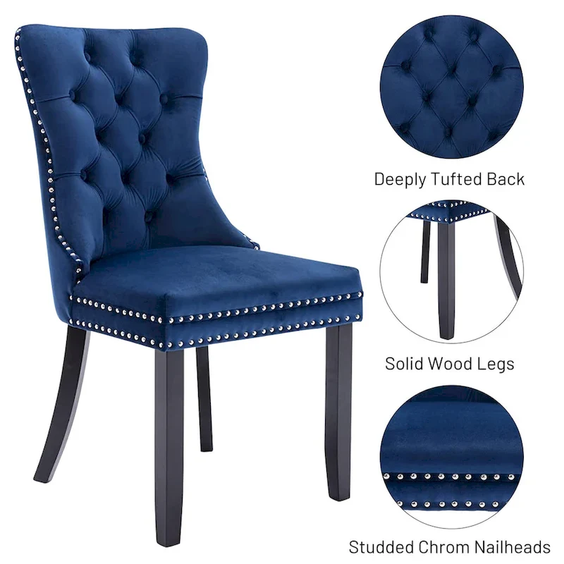 Luxury Upholstered Velvet Dining Chair with Solid Wood Legs