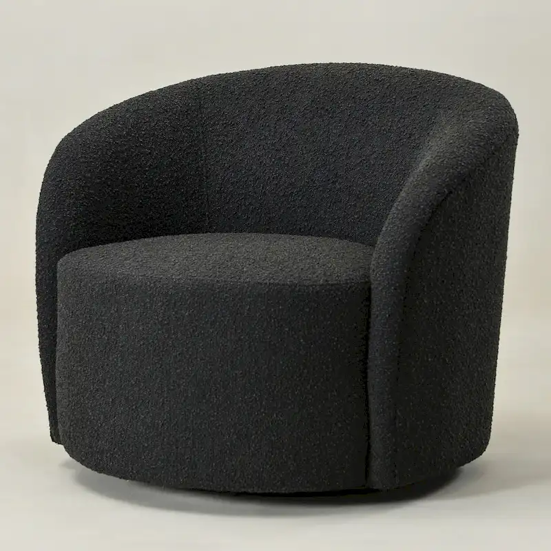 34 W Upholstered Boucle Swivel Barrel Accent Chair