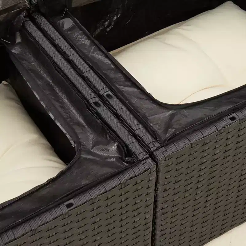 vidaXL Garden Sofa Black, Cream White