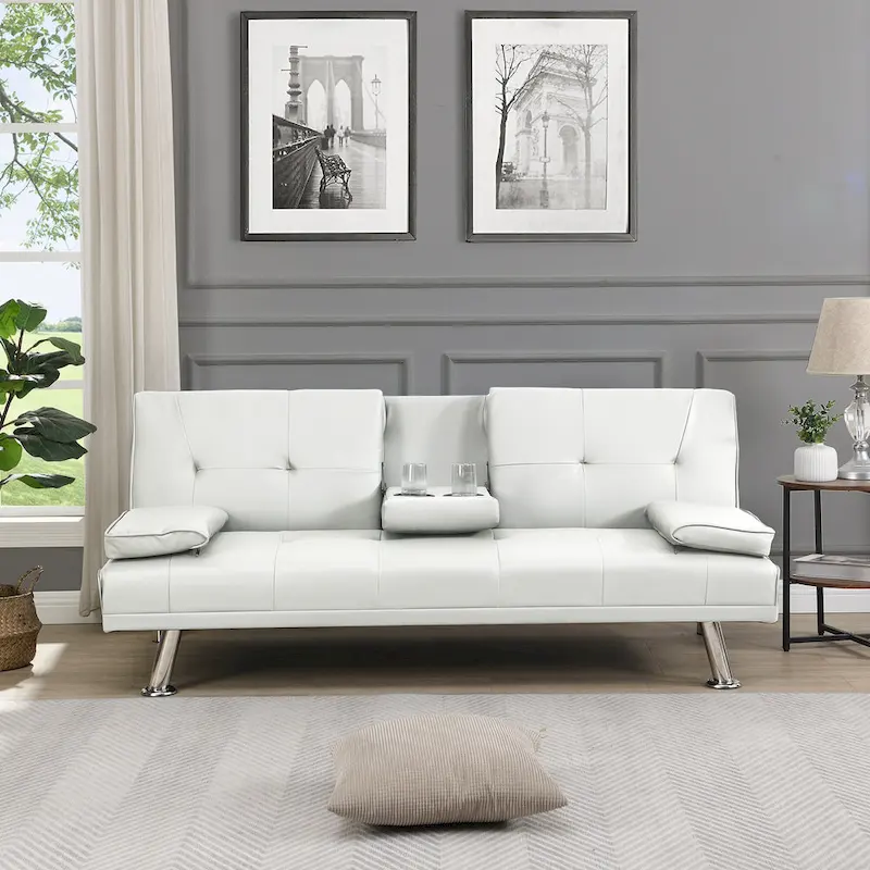 66.1  PVC Loveseat Sofa Bed with Wood Frame and Stainless Legs