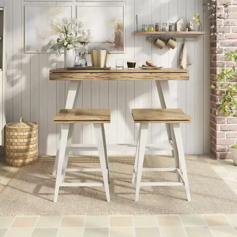 Kaylen Modern 3-Piece Steel Legs Counter Height Table Set by Furniture of America