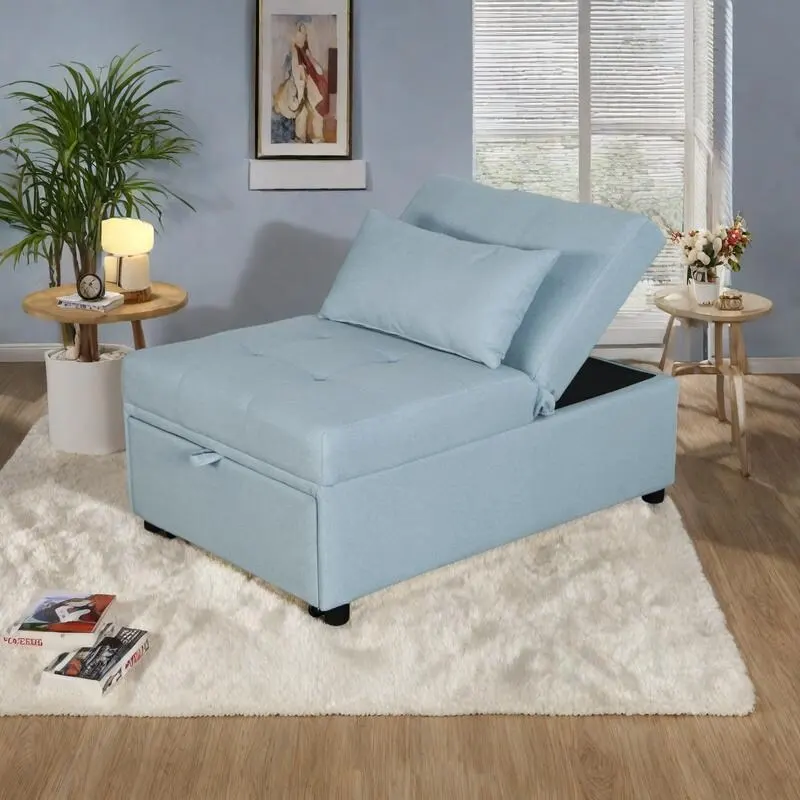 Black / Dark Gray / Beige / Grey / Blue-Green 5-in-1 Folding Sofa Bed Ottoman – 1 Person