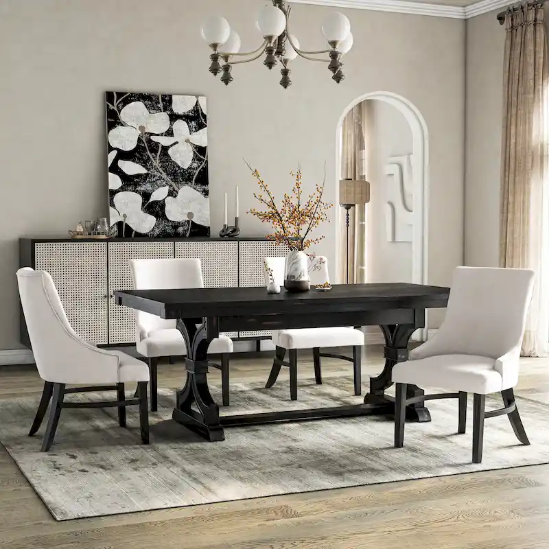 Furniture of America Kieran Farmhouse 5-Piece Black Wooden Dining Set